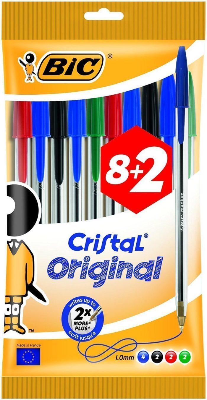 Pack de 10 bolígrafos de punta redonda BiC Cristal Original Medium
