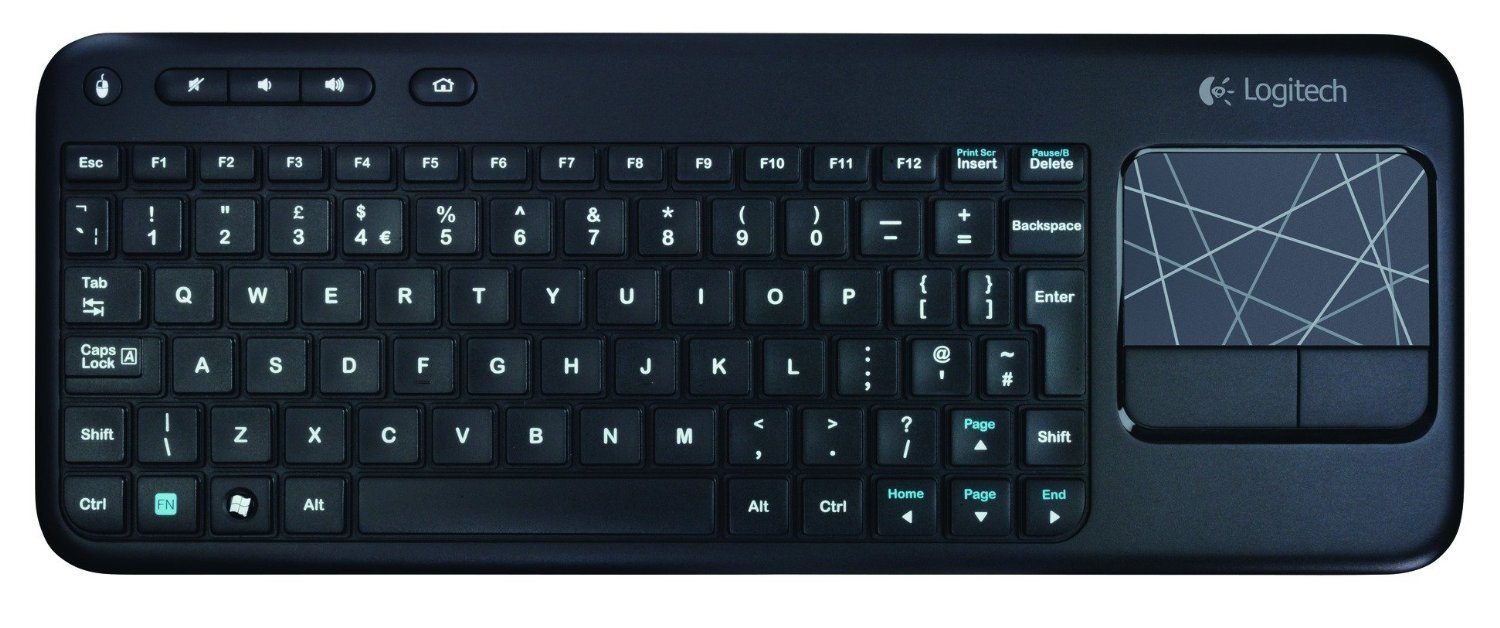 Logitech K400 - Teclado inalámbrico con touchpad (599 g, QWERTY español), negro