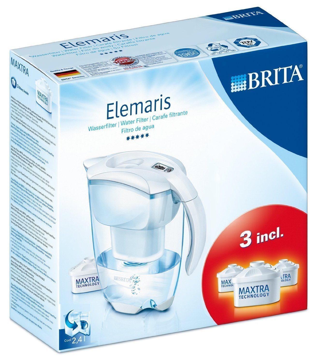 Brita 106755 - Jarra Elemaris LTI, color blanco y 3 filtros incluidos