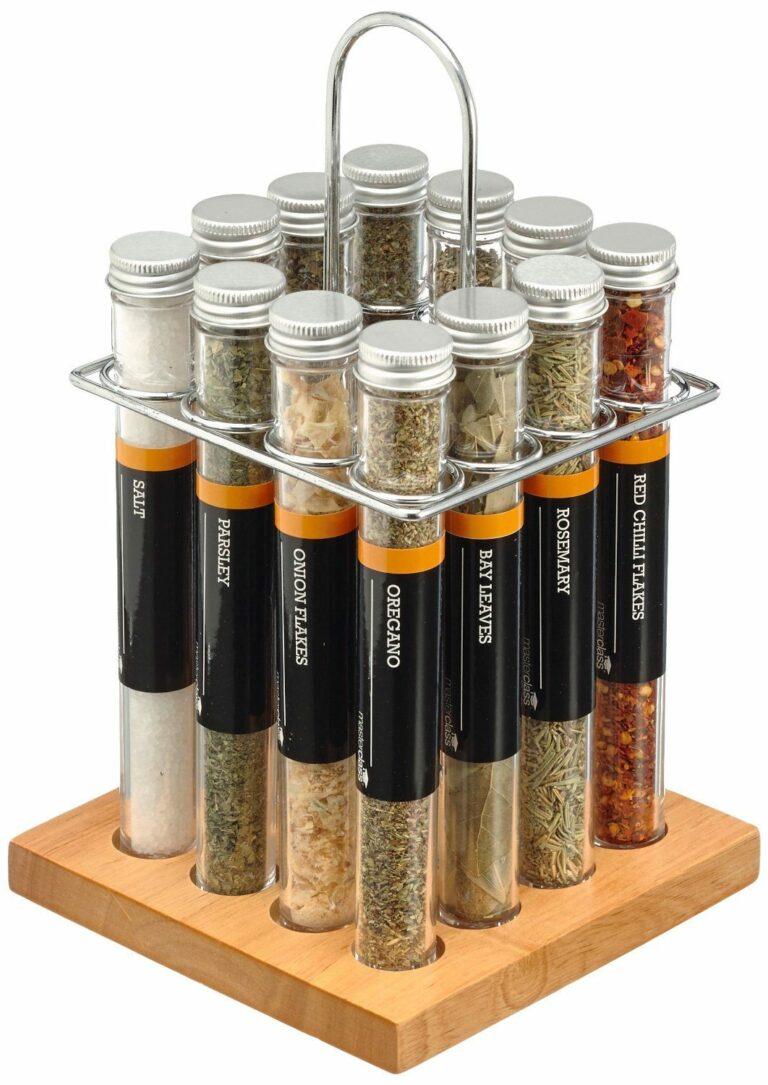 Cocina! Original Especiero Master Class con 12 hierbas y especias en tubos de vidrio reutilizables por sólo