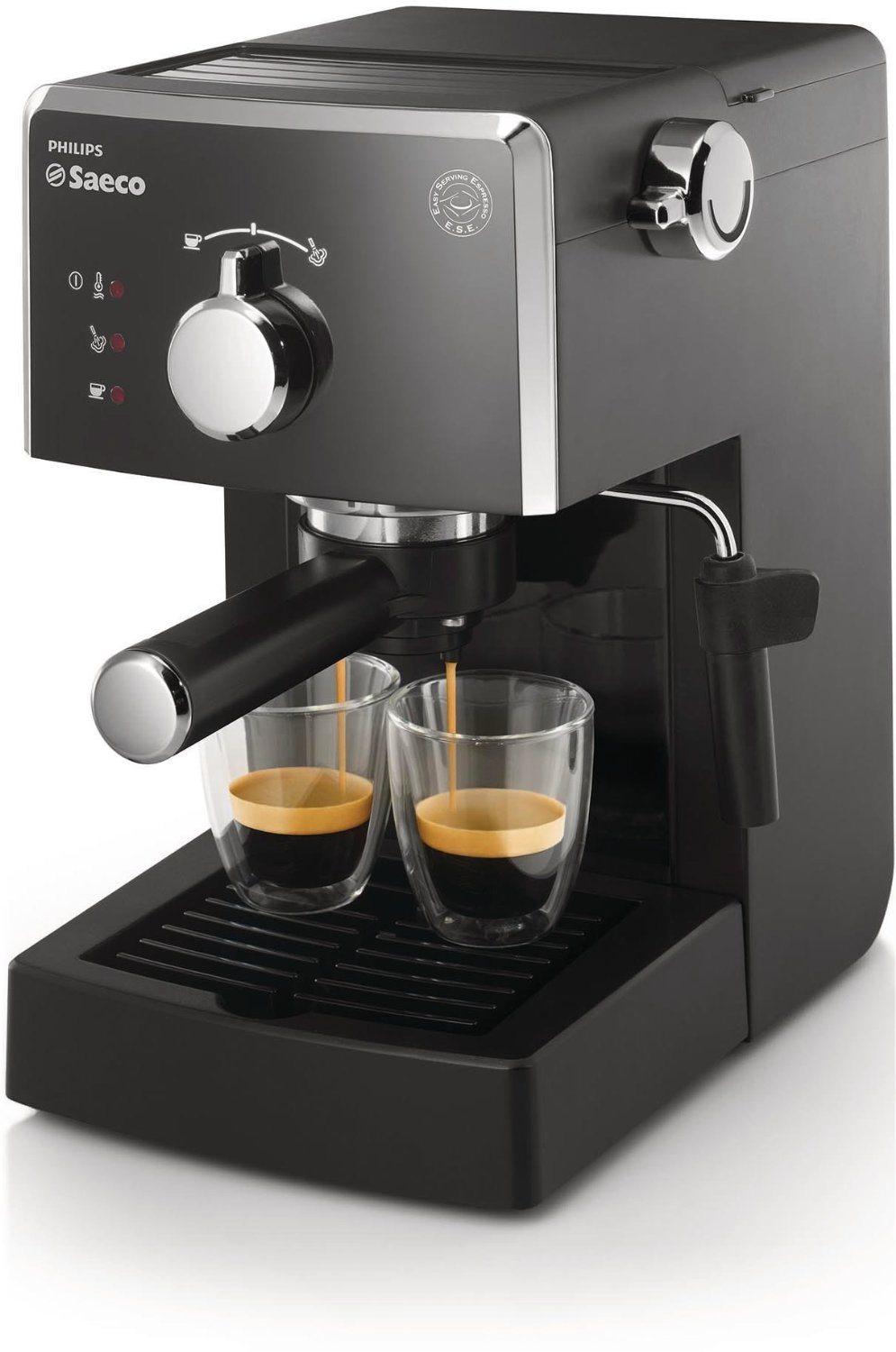 Philips HD8423/11 - Cafetera espresso manual Saeco Poemia para café molido y monodosis ESE, salida de café para una o dos tazas
