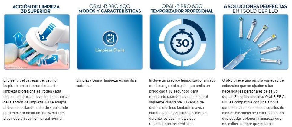 Oral-B PRO 600 CrossAction cepillo caracteristicas