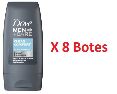 Dove Men clean comfort - Gel de ducha, pack de 8 x 55 ml