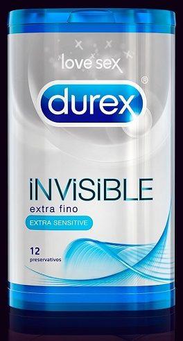 12 preservativos Durex invisibles extra sensibles  . ¡Extra sensitive