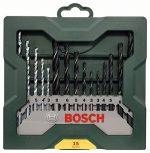 Bosch Mini X-Line - Paquete de 15 brocas para madera, piedra y metal