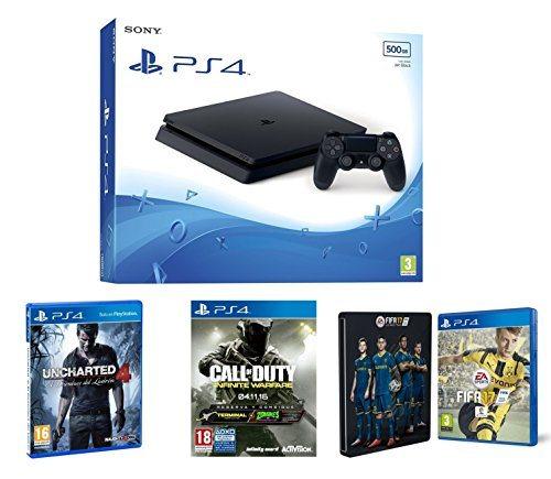 (PS4) 500 GB Consola + Call Of Duty: Infinite Warfare + Uncharted 4 + FIFA 17 y Steelbook