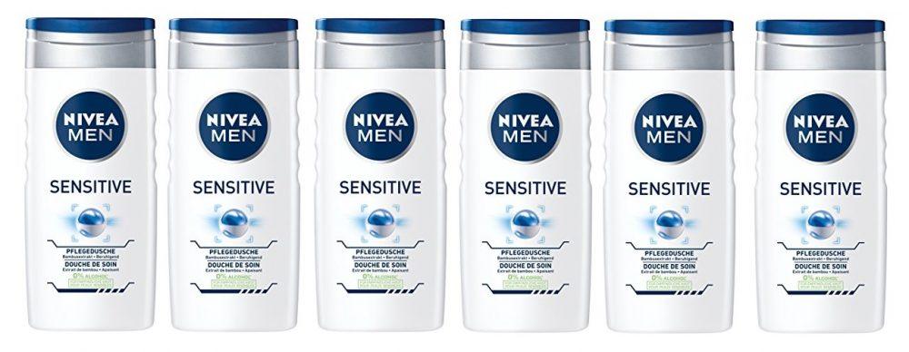 Nivea Men Sensitive - Gel de ducha, paquete de 6