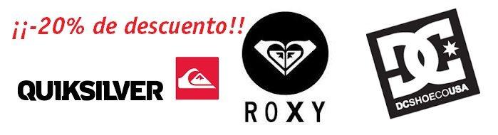 ¡-20% de descuento! en productos Quicksilver, Roxy y DC Shoes.