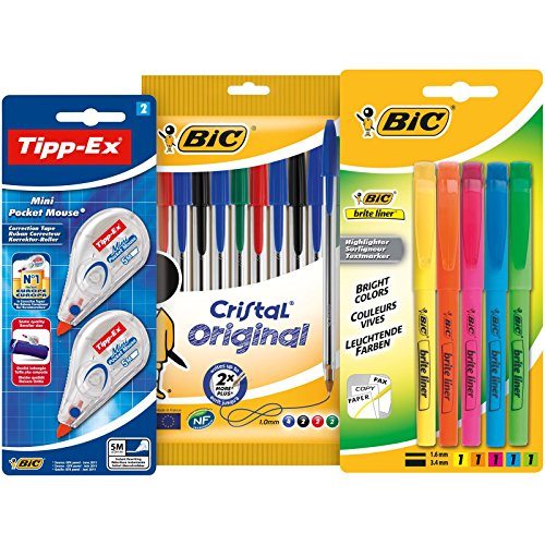 BIC 10 bolígrafos de colores, 5 marcadores y 2 correctores