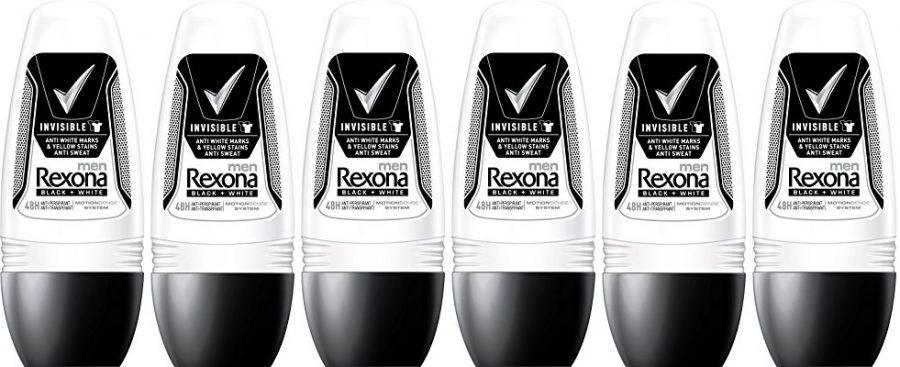 Pack de 6 desodorante Rexona Men Invisible Black+White en roll-on