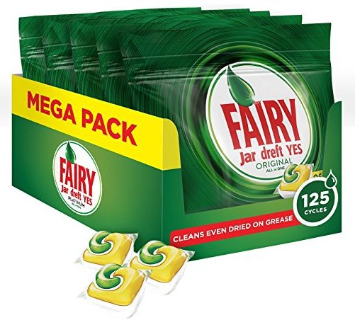 Mega Pack 5 x 25 capsulas Fairy Original Todo en 1 Lavavajillas Limón