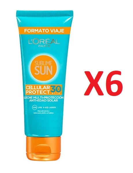 Pack de 6 L'Oréal SUBLIME SUN body milk cellular protect SPF30