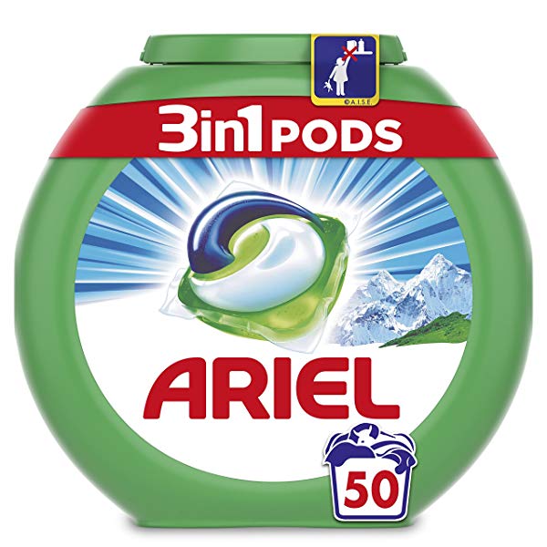 Ariel 3 en 1 Pods Alpine Detergente en Cápsulas - 50 Lavados