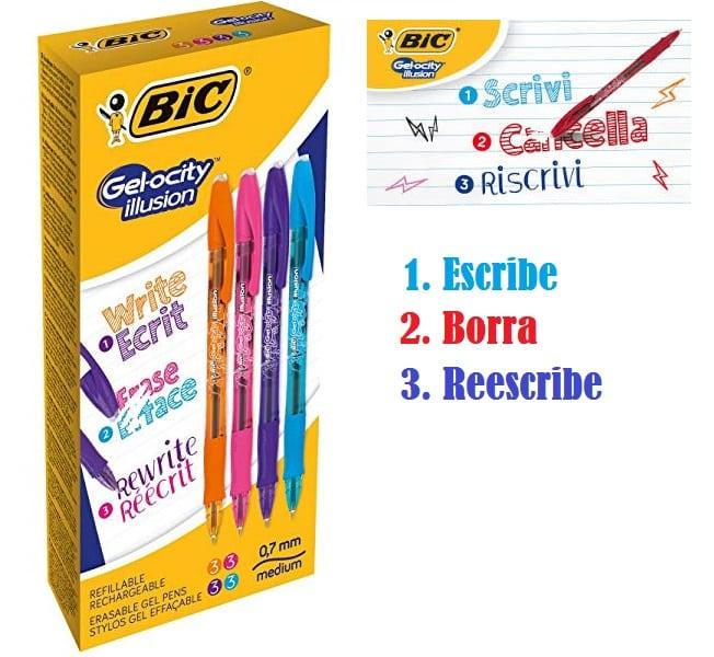 Caja de 12 bolígrafos BIC Gelocity Illusion de gel borrable