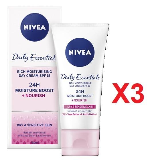 Comprar Pack de 3 Nivea Daily Essentials Crema de día hidratante Pack de 3 Nivea Daily Essentials Crema de día hidratante