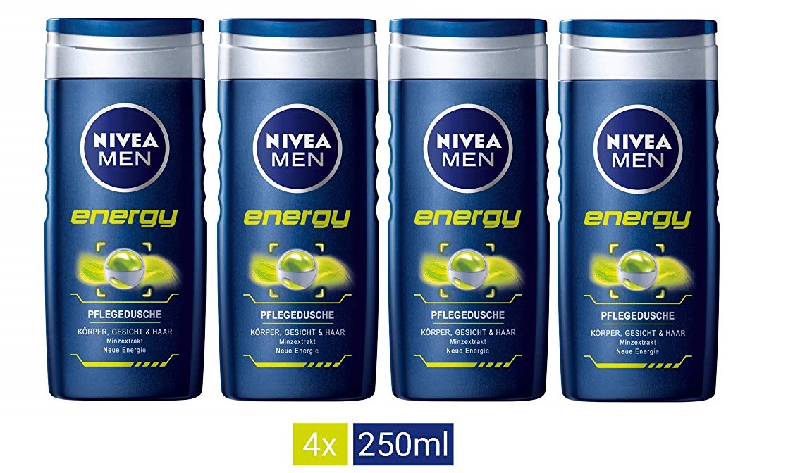 Nivea men - Energy, cuidado de ducha, pack de 4