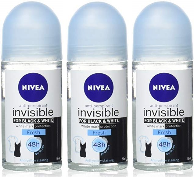 Pack de 3 desodorante de NIVEA MEN INVISIBLE FOR BLACK & WHITE Fresh ROLL-ON
