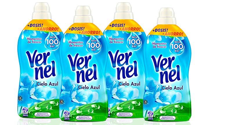 Pack de 4 Suavizante Vernel Cielo Azul concentrado 57 lavados