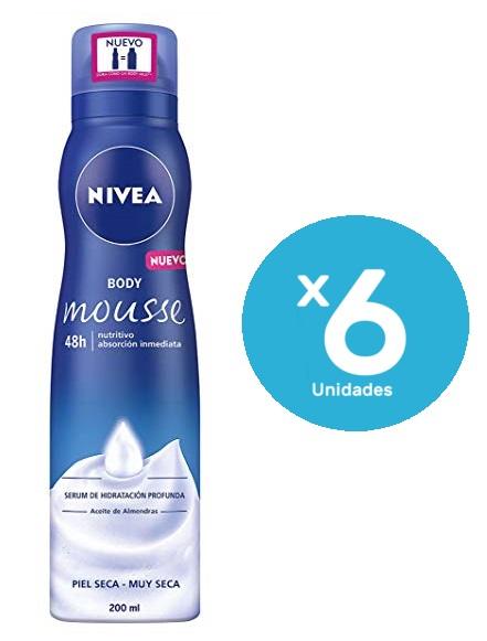 Pack de 6 Nivea Body Mousse Nutritiva 200 ml