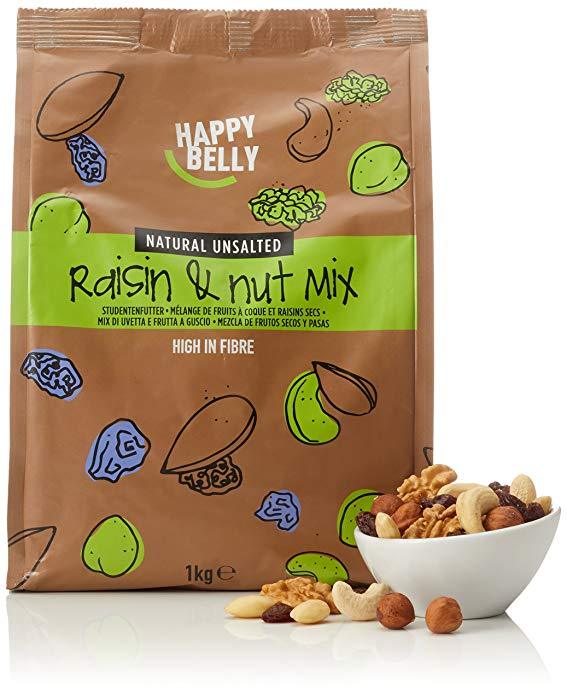 Mezcla de frutos secos y pasas Happy Belly de Amazon