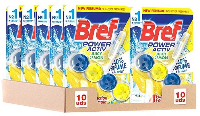 Comprar Pack de 10 Bref Power Activ Limón Cesta Higiénica para WC Pack de 10 Bref Power Activ Limón Cesta Higiénica para WC
