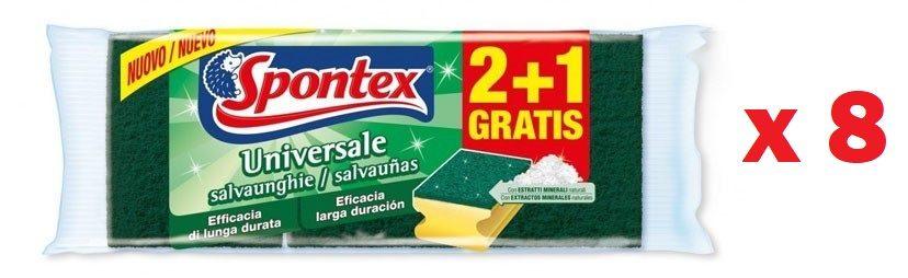 Pack de 8 Sets de 3 estropajos salvauñas Spontex Universale