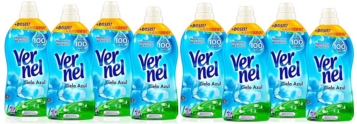 Vernel Suavizante Cielo Azul - Pack de 8, Total: 456 Lavados (10.4 L)