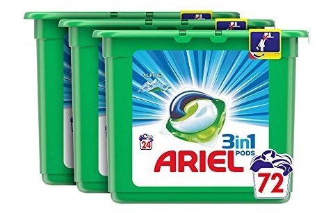 Ariel 3en1 Pods Detergente Cápsulas, Alpine, 72 Lavados (3x24)