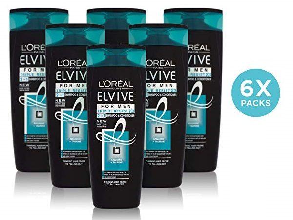 Pack de 6 Champús+Acondicionador L'Óreal Paris Elvive For Men Triple Resist