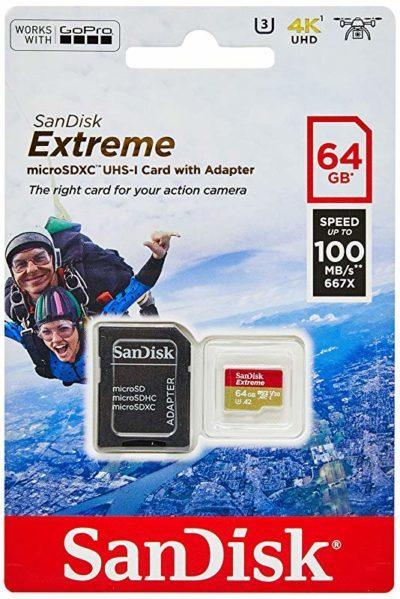 Tarjeta microSDXC SanDisk Extreme + adaptador SD + Rescue Pro Deluxe especial vídeo Full HD y 4K UHD