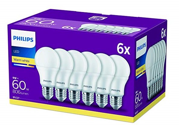 Pack de 6 bombillas LED Philips de bajo consumo