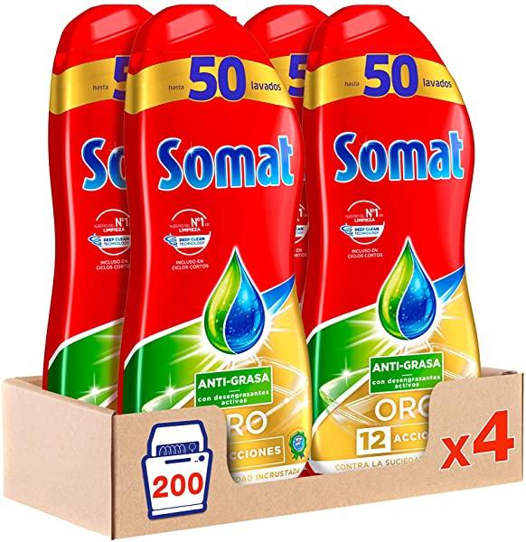 Pack de 4 Lavavajillas Somat ORO Gel Anti-Grasa para 50 lavados