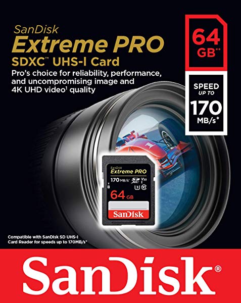 Tarjeta SDXC SanDisk Extreme Pro 64 Gb (170 MB/s, 4K UHD, U3,V30)