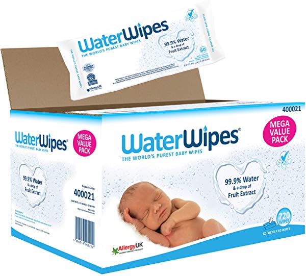 Pack 12 x 60 (720 unidades) Toallitas húmedas WaterWipes para bebé
