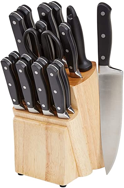 Set de cuchillos de 18 piezas con bloque de AmazonBasics Premium