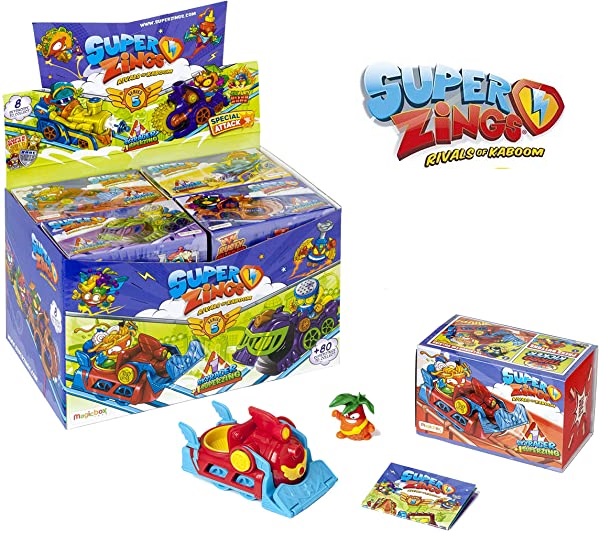 Superzings - Serie 5 - Display de 8 SkyRacers con figuras SuperZings (Colección completa)