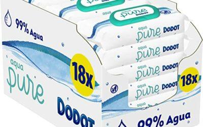 ¡Chollo! Pack de 18 Toallitas Bebé Dodot Aqua Pure por 31.39 euros.