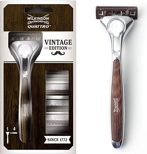 Comprar Maquinilla de afeitar Wilkinson Quattro Vintage Edition con 4 recambios Maquinilla de afeitar Wilkinson Quattro Vintage Edition con 4 recambios