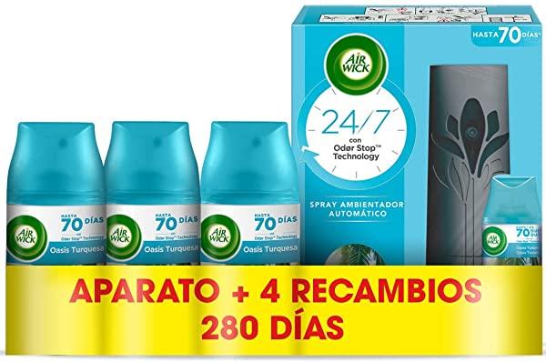 Pack de 4 recambios Air Wick Freshmatic Oasis Turquesa + difusor