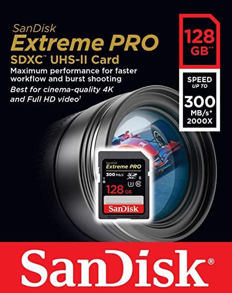Sandisk SDSDXPK-128G-GN4IN Extreme Pro Tarjeta de Memoria SDXC de 128 GB (300 MBs, UHS-II, Class 10 y U3)
