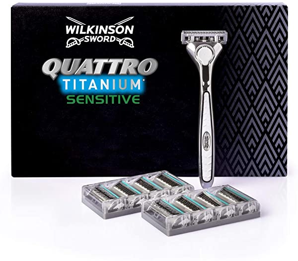 Wilkinson Quattro Titanium Sensitive con 9 recambios