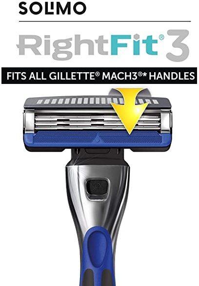 Pack 12 Recambios Solimo RightFit3 compatible con Gillette Mach3