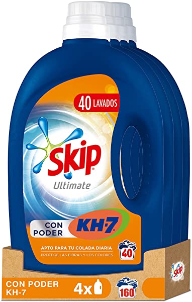¡Chollo! Pack de 4 Skip Ultimate Poder KH7 detergente liquido Triple Poder Máxima Eficacia para 160 lavados