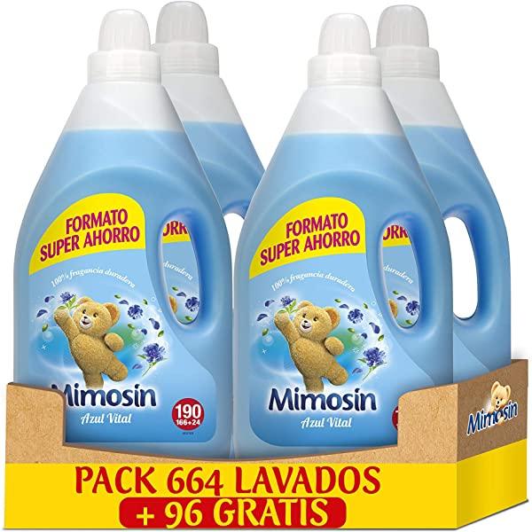 Mimosin Concentrado Suavizante Azul Vital 190 lavados x 4 botellas