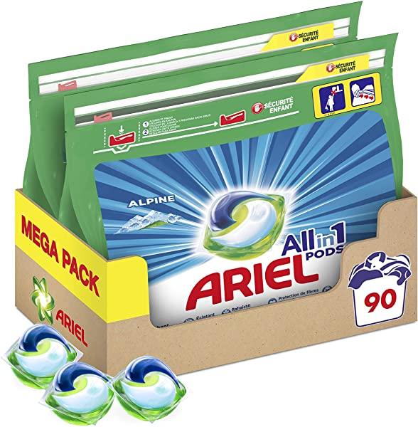 Pack Ariel 3en1 PODS Alpine detergente en cápsulas para 90 lavados