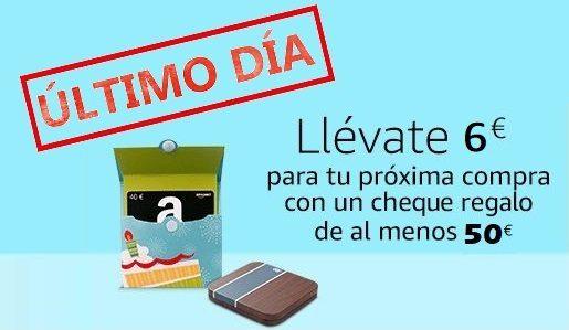 Llévate 6€ al comprar 50€ en Cheques regalo