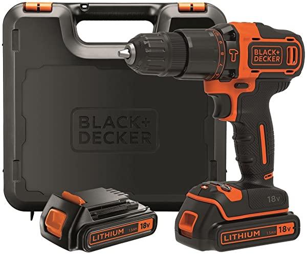 ¡Chollo! Taladro percutor Black and Decker 18V BDCHD18KB con maletín y 2 baterías