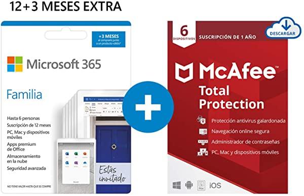 Pack Microsoft 365 Familia + McAfee Total Protection