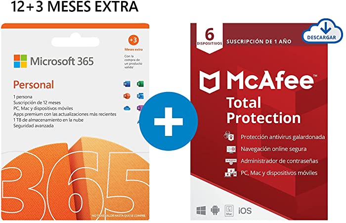 Pack Microsoft 365 Familia + McAfee Total Protection
