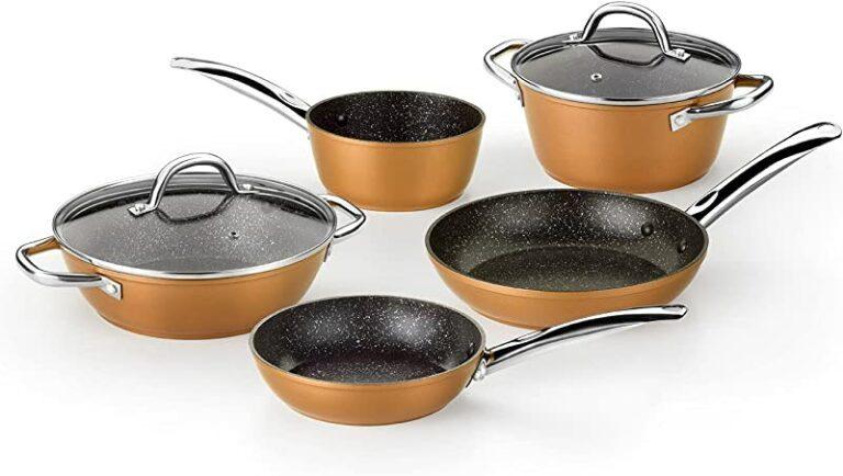 Batería de cocina Monix Cooper de 5 piezas efecto cobre